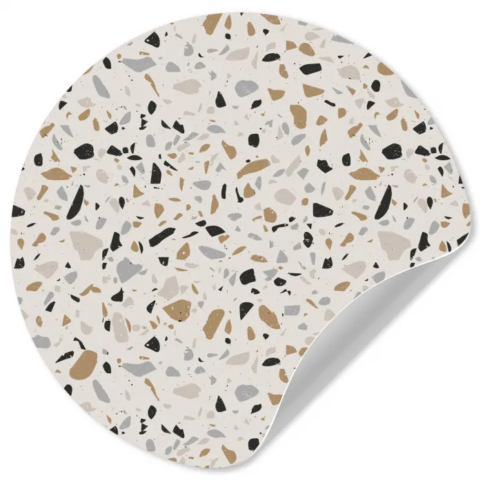 Terrazzo -  Patroon - Staal Wandcirkel behangsticker klein 186 -3d