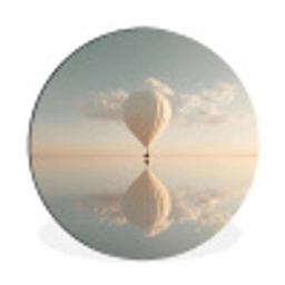 Luchtballon - Wolken - Water - Blauw Wandcirkel aluminium klein -3d
