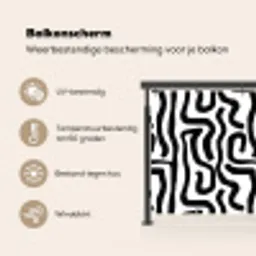 Modern - Lijnen - Zwart Balkonbeschermer Duitsland klein 596 -specs_NL
