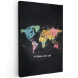 Kaart - Krijt - Regenboog - Quote Tuinposter op houten frame 2 cm dik middel -3d