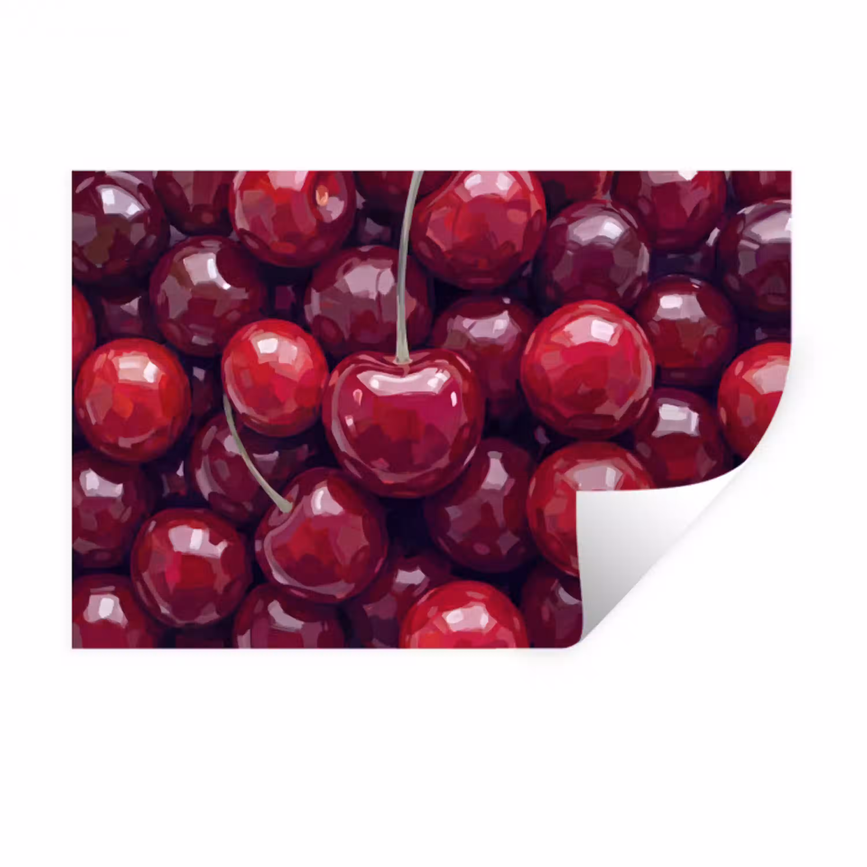 Fruit - Kersen - Eten - Modern - Rood Muursticker klein -3d