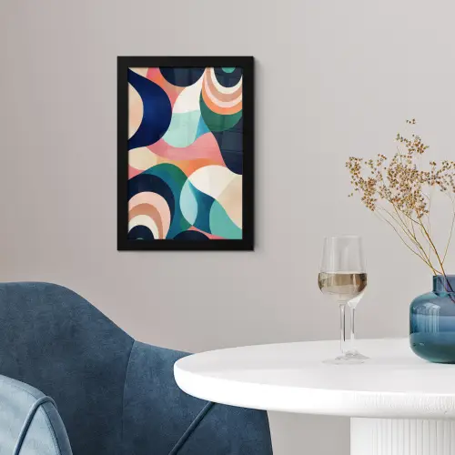 Abstract - Blauw - Roze fotolijst zwart zonder passe partout klein -sfeer4