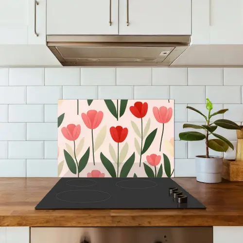 Tulpen - Modern - Roze keuken achterwand spatscherm klein -sfeer2
