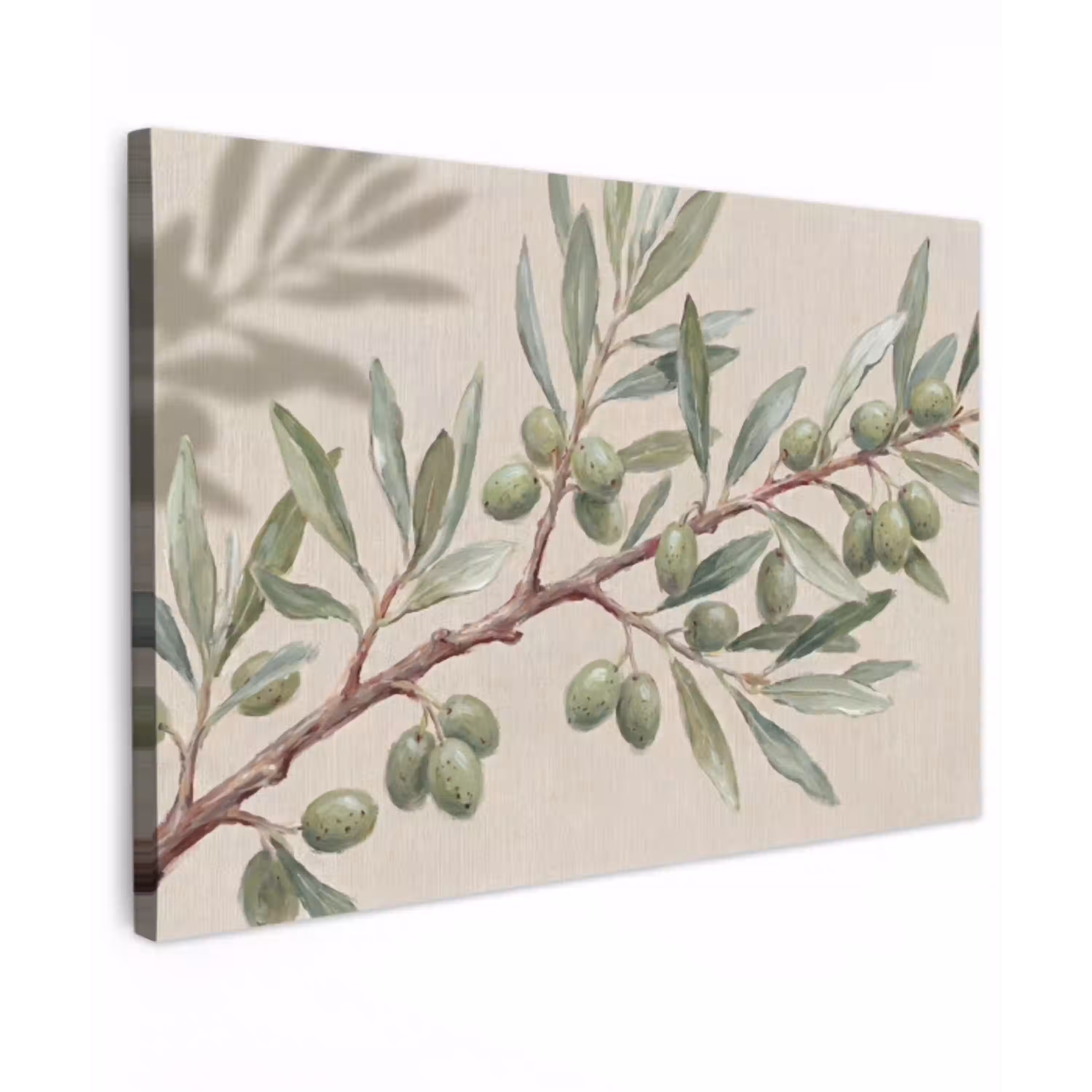 Olijftak - Bladeren - Natuur - Groen - Beige canvas 2cm klein -z3d