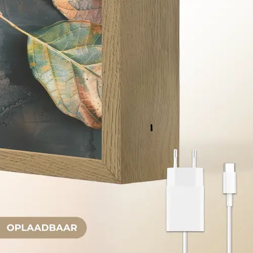 Bladeren - Herfst - Grijs - Natuur Light Box met batterij (Wandlamp) middel -USP_websiteoplaadbaarNL