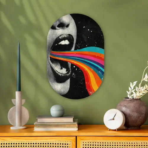 Mond - Golven - Regenboog Wandcirkel Ovaal Forex klein -sfeer2