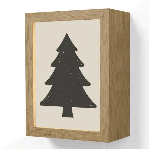 Kerstboom - Zwarte kerstboom - Boom - Japandi Light Box met kabel (Wandlamp) klein -3d