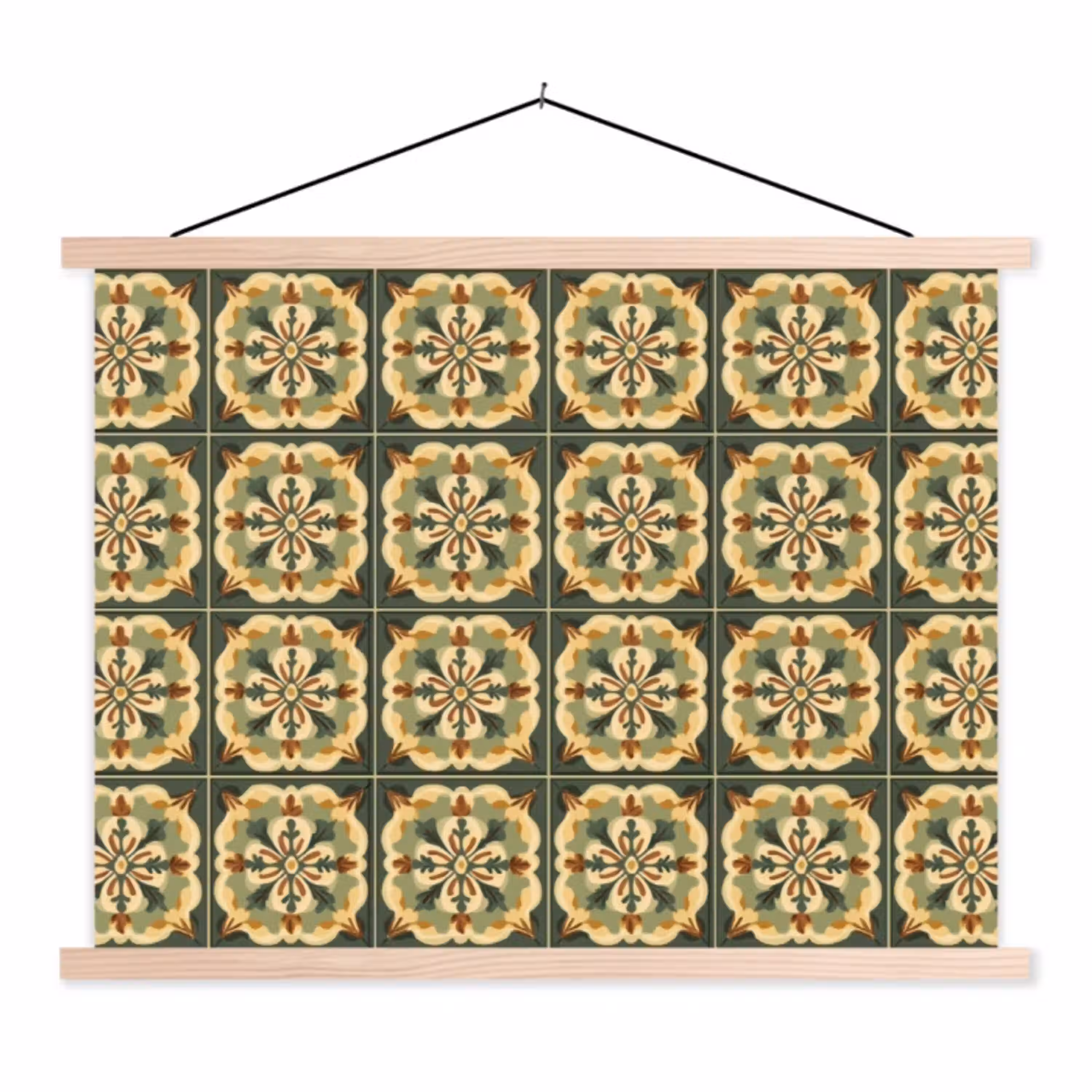 Ornament - Patroon - Groen textielposter latten blank klein 122 -3d