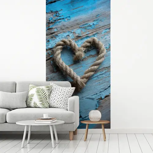 Hart - Touw - Hout - Rustiek fotobehang vinyl groot -woonkamer