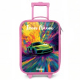 Sportauto - Groen - Verfstrepen - Kleuren Kinderkoffer - Roze klein -3d