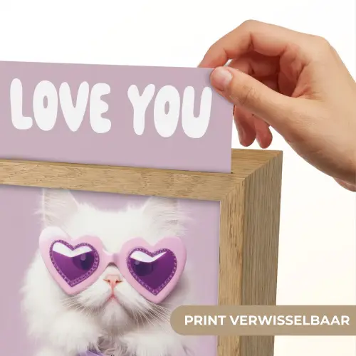Kat - Love - Paars - Valentijn Light Box met kabel (Wandlamp) klein -USP_websiteprintNL