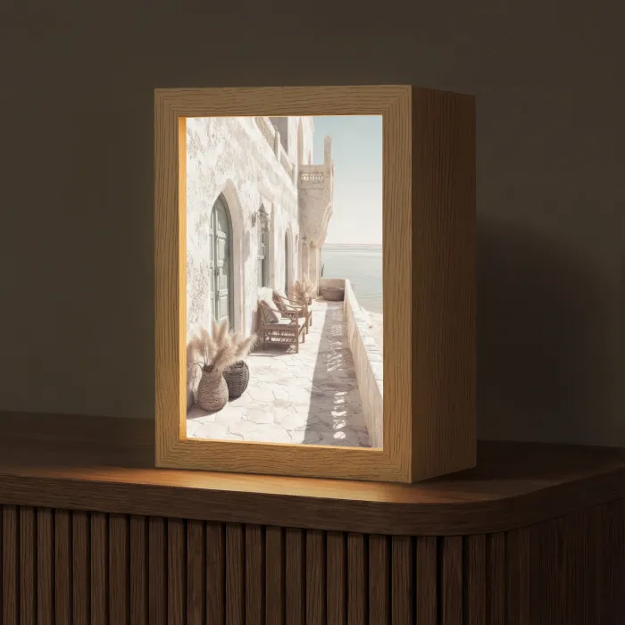 Terras - Stoelen - Strand - Beige Light Box met kabel (Tafellamp) klein -z3d_website