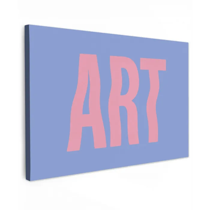Art - Roze - Blauw Tuinposter op houten frame 2 cm dik klein -3d