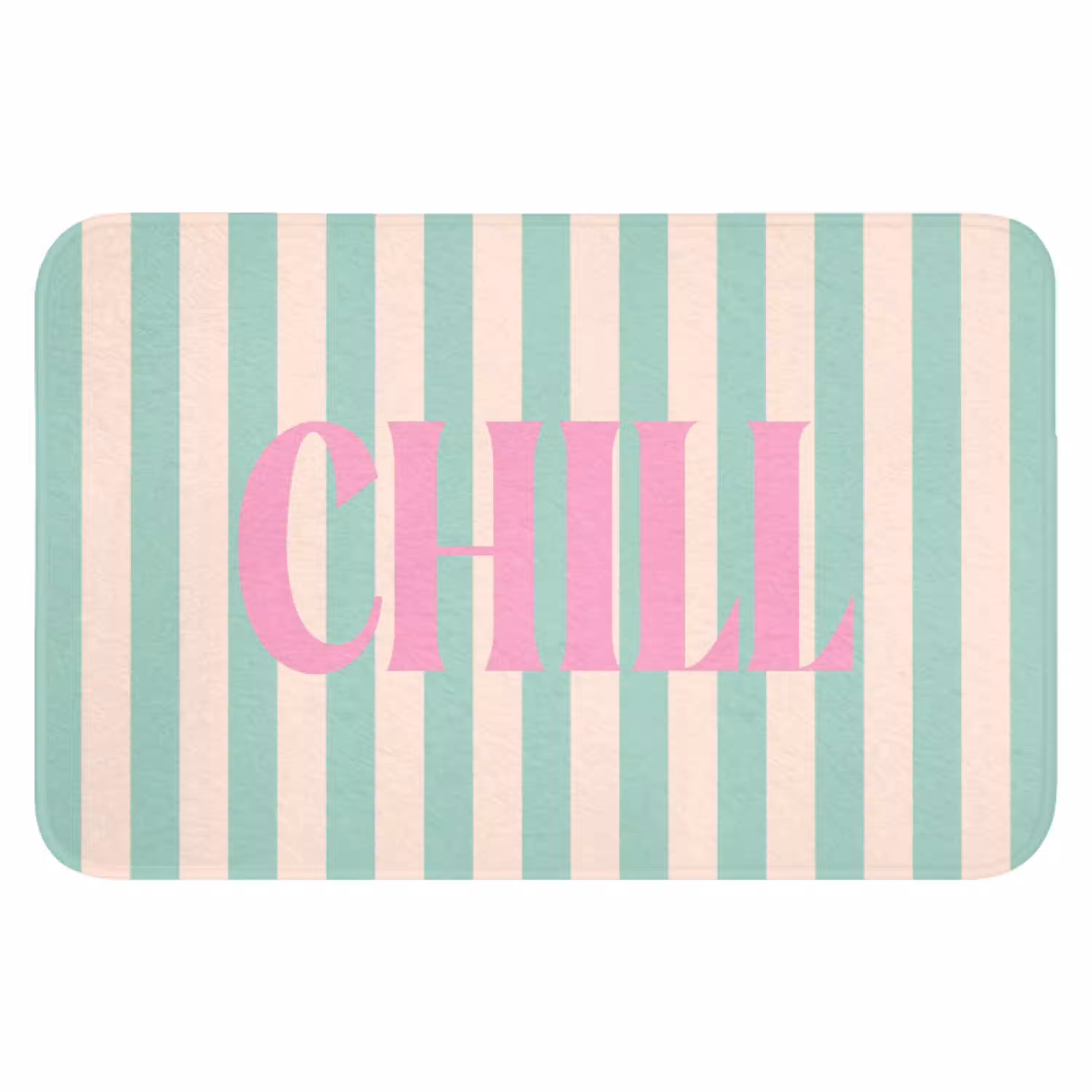 Roze - Groen - Strepen - Chill WCmat klein -3d