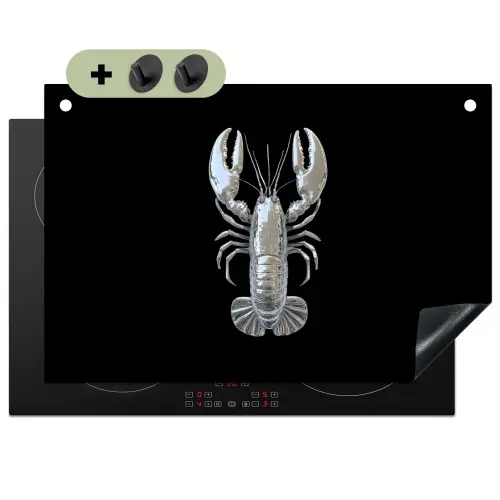 Kreeft - Zilver - Metallic - Luxe Inductie beschemer met haakjes klein -3d