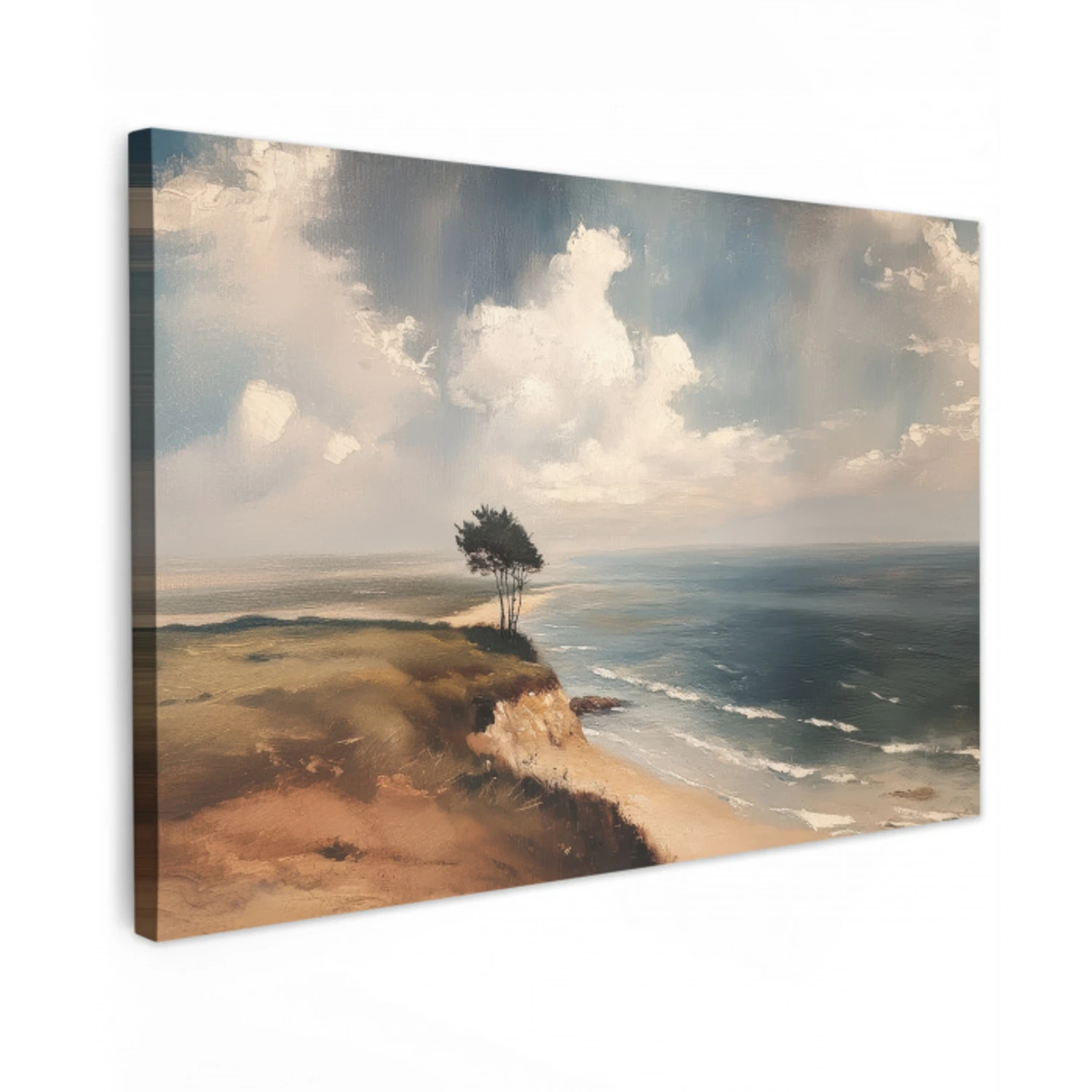 Klif - Zee - Boom Tuinposter op houten frame 2 cm dik klein -3d