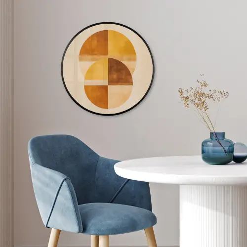 Cirkels - Geel - Minimalistisch Fotolijst rond zonder passe partout klein -sfeer2