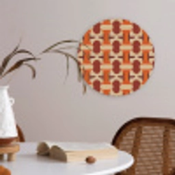 Geometrisch - Retro - Oranje Akoestische PET Vilt - Rond klein 838 -sfeer3