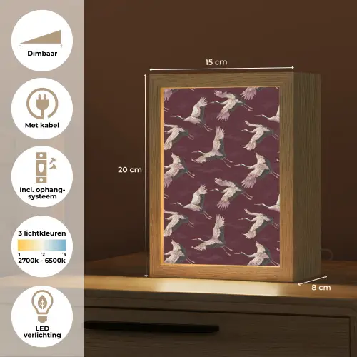 Kraanvogels - Klassiek - Bordeaux Light Box met kabel (Tafellamp) klein 925 -USP_NL