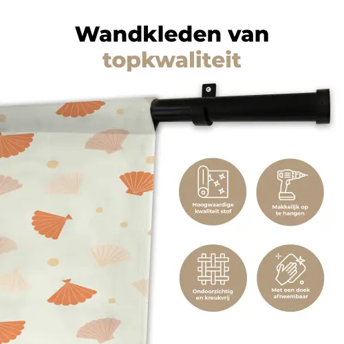 Zee - Dieren - Schelpen - Sinaasappel Wandkleed katoen klein 269 -sfeer2