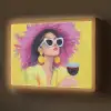 Vrouw - Hoed - Paars - Wijn Light Box met batterij (Wandlamp) middel -z3d_website