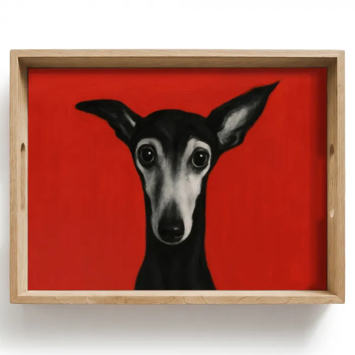 Windhond - Minimalistisch - Rood Dienblad Rechthoek middel -z3d_shopping
