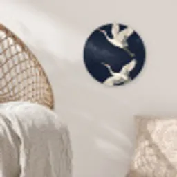 Kraanvogels - Nachthemel - Blauw Wandcirkel kunststof plaat 5mm dik klein -sfeer5
