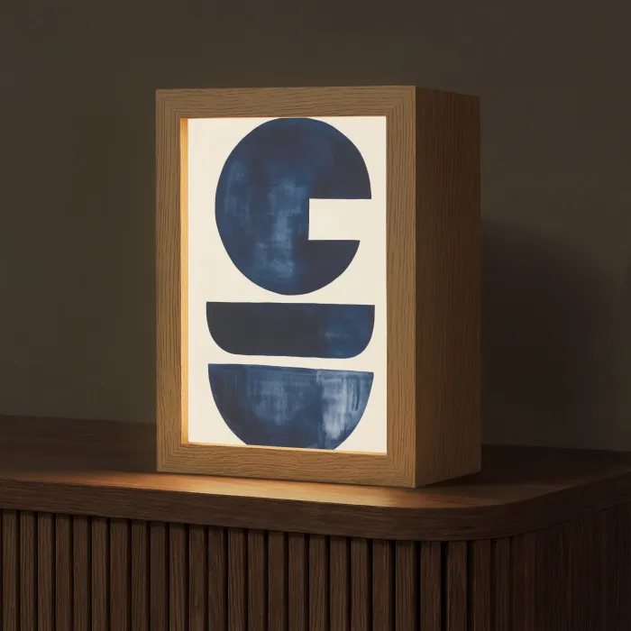 Vormen - Blauw - Abstract Light Box met kabel (Tafellamp) klein -z3d_website