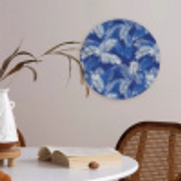 Palmblad - Patroon - Blauw Akoestische PET Vilt - Rond klein 838 -sfeer3