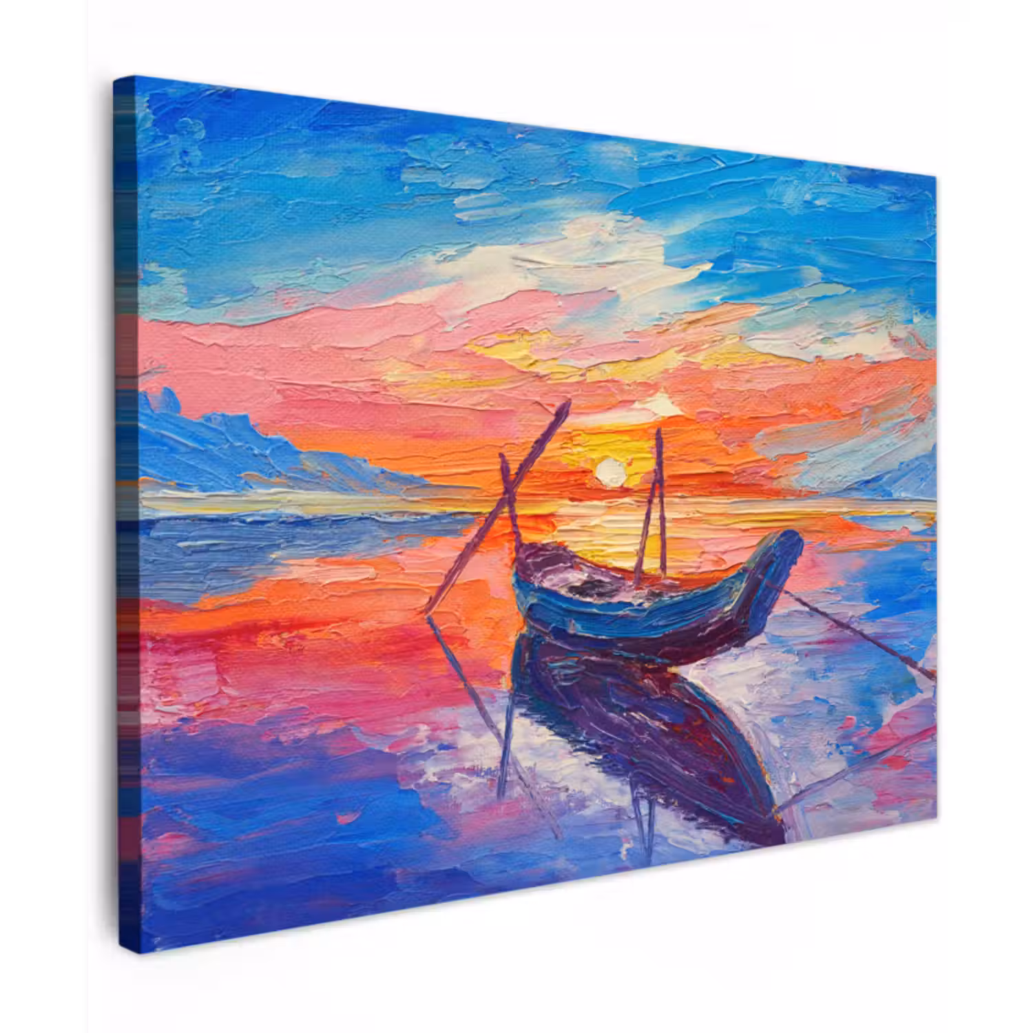 Canvas schilderij - Schilderij - Boot - Olieverf - Water