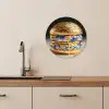Delftsblauw - Goud - Burger KitchenYeah - Keuken - Wandcirkel Forex klein -sfeer3