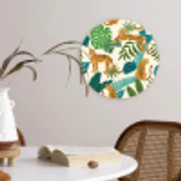 Jungle - Luipaard - Planten - Patroon - Meiden - Jongens Wandcirkel kunststof plaat 5mm dik klein -sfeer4