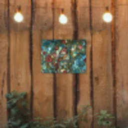 Vogel - Tak - Rozen - Mozaïek tuinposter los doek klein -sfeer1