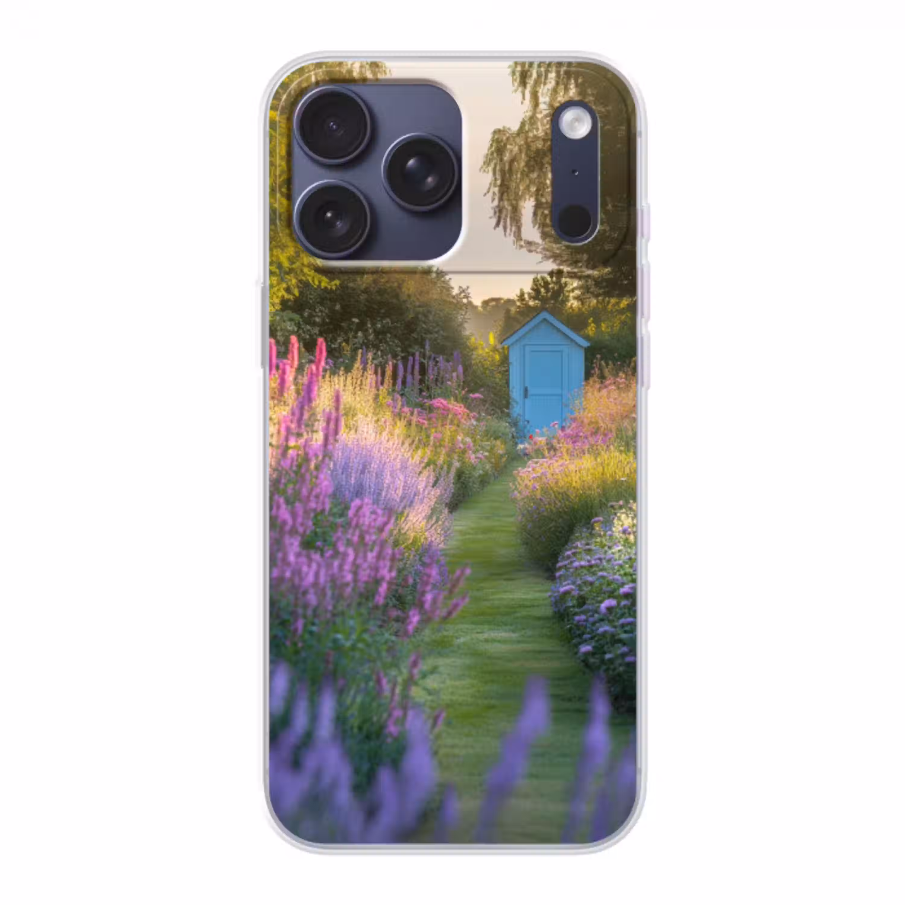 Tuinhuisje - Blauw - Bloemen Telefoonhoesje iPhone 17 Pro Max klein -3d