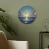 Meeuwen - Zee - Wolken -Blauw Akoestische PET Vilt - Rond klein -sfeer2