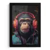 Graffiti - Chimpansee - Koptelefoon - Aap fotolijst zwart zonder passe partout klein -3d