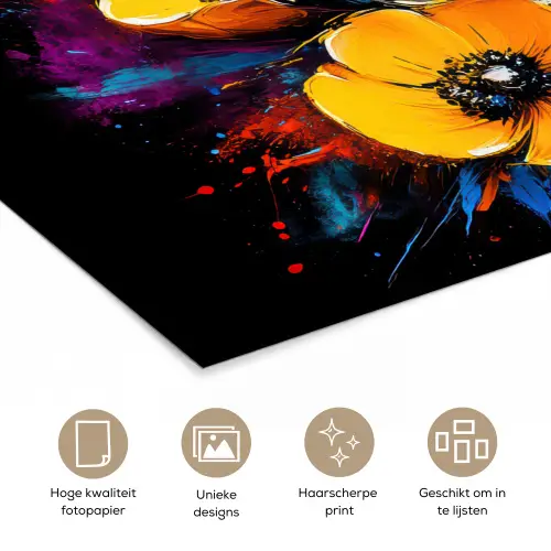 Bloemen - Kleurrijk - Graffiti - Modern - Boeket poster papier klein -closeup_NL