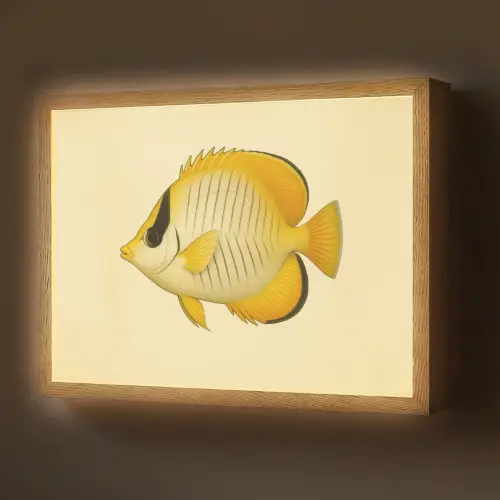 Ovaal - Vis - Geel - Schubben Light Box met batterij (Wandlamp) middel -z3d_website