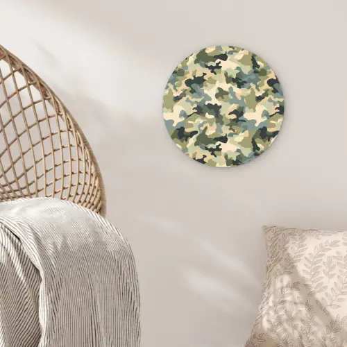 Woestijncamouflage - Zandkleurig - Groen - Patroon Wandcirkel plexiglas klein 852 -sfeer5
