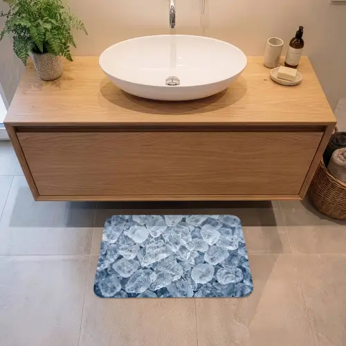Ijsblokjes - Water - Blauw Badmat klein -sfeer1