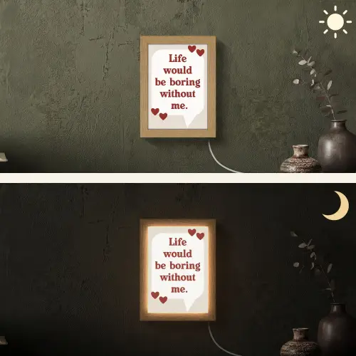 Quote - Tekstballon - Hartjes Light Box met kabel (Wandlamp) klein -sfeer3