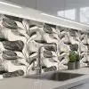Botanisch - Bladeren - Zwart keuken achterwand 2 middel 871 -3d_schuin