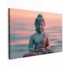 Mediterende Boeddha bij zonsondergang Tuinposter op houten frame 2 cm dik klein -3d