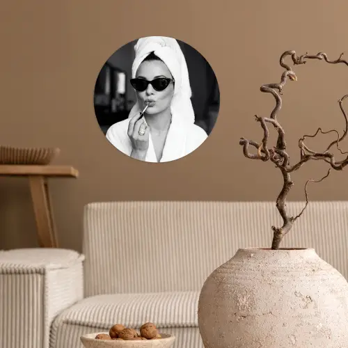 Zonnebril - Vrouw - Zwart - Wit Wandcirkel behangsticker klein -sfeer1