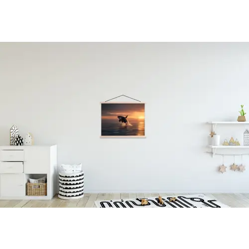 Orka - Zee - Zonsondergang textielposter latten blank klein -kinderkamer