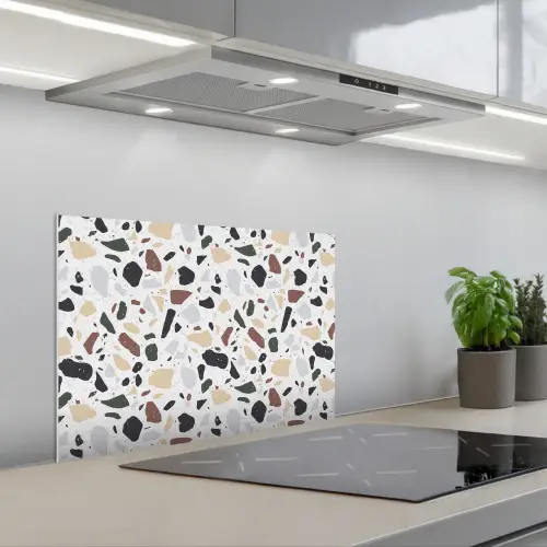 Terrazzo -  Patroon - Kleurrijk - Klei keuken achterwand spatscherm klein 900 -3d_schuin