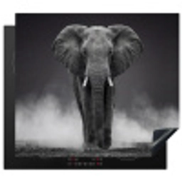 Olifant - Zwart - Wit - Rook Inductie beschermer vinyl 3mm middel -3d