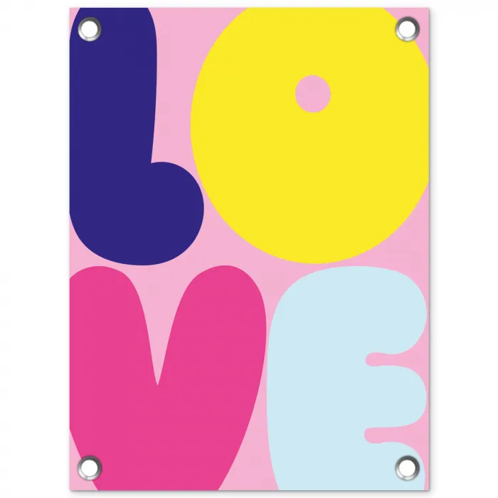 Love - Valentijn - Kleurrijk tuinposter los doek klein -3d