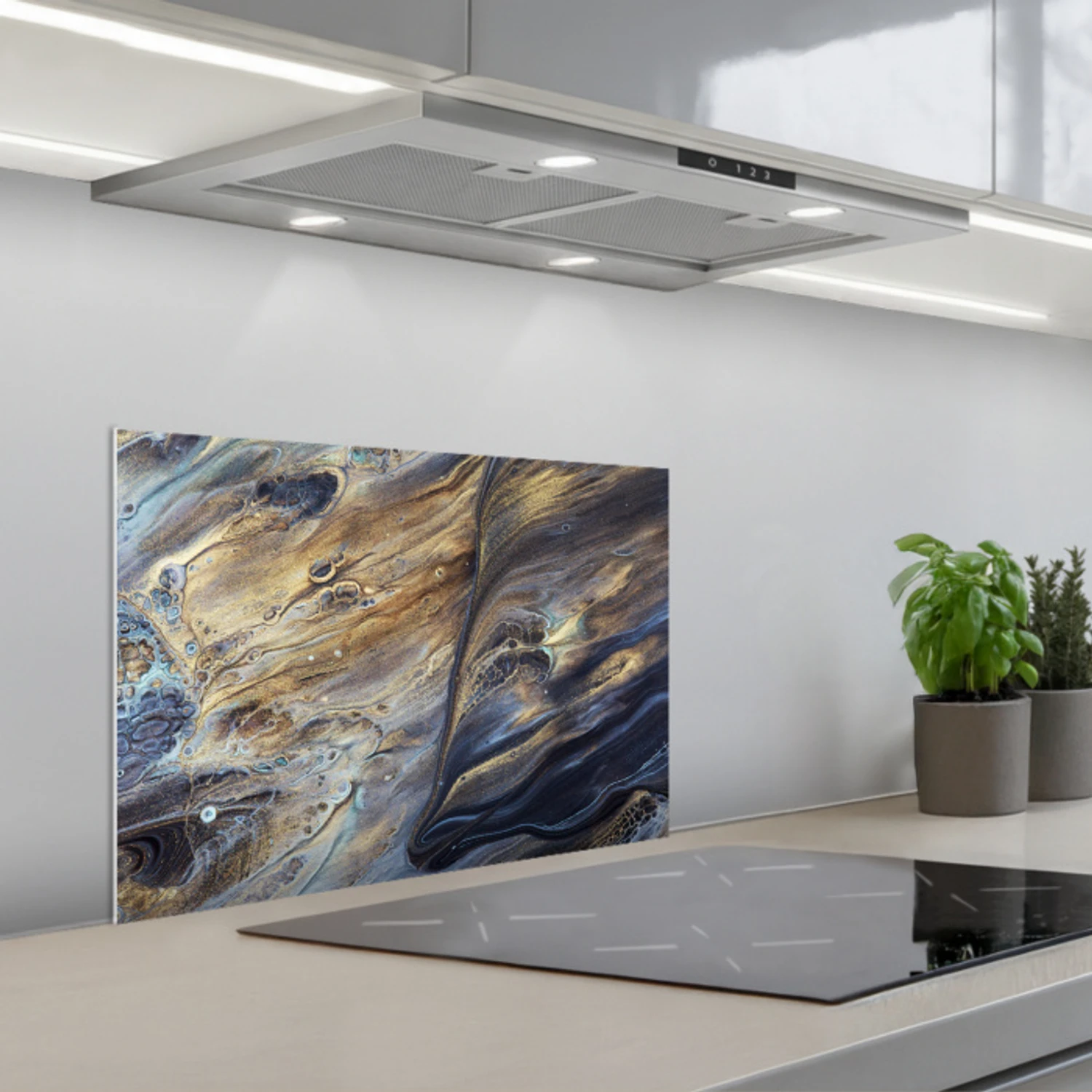 Marmer - Goud - Waterverf - Textuur - Marmerlook keuken achterwand spatscherm klein -3d_schuin