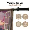 Doorkijk - Parijs - Eiffeltoren - Roze - Kersenbloesem Wandkleed katoen klein -sfeer2
